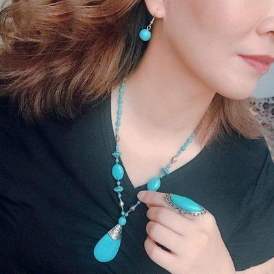 Vintage Ring Necklace Earrings Jewelry Bracelet Set