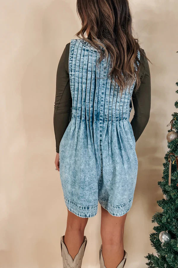 Pearl Pony Denim Romper