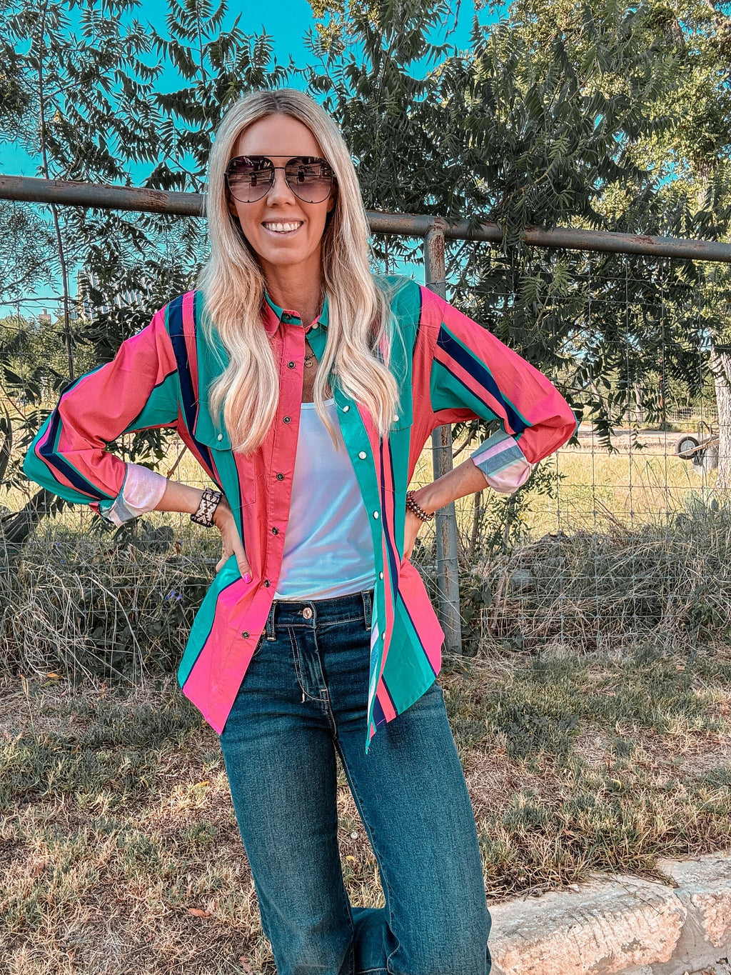 The Leona Striped Button Down (Pink Mix)