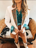 Women's Retro Western Style blazer - White