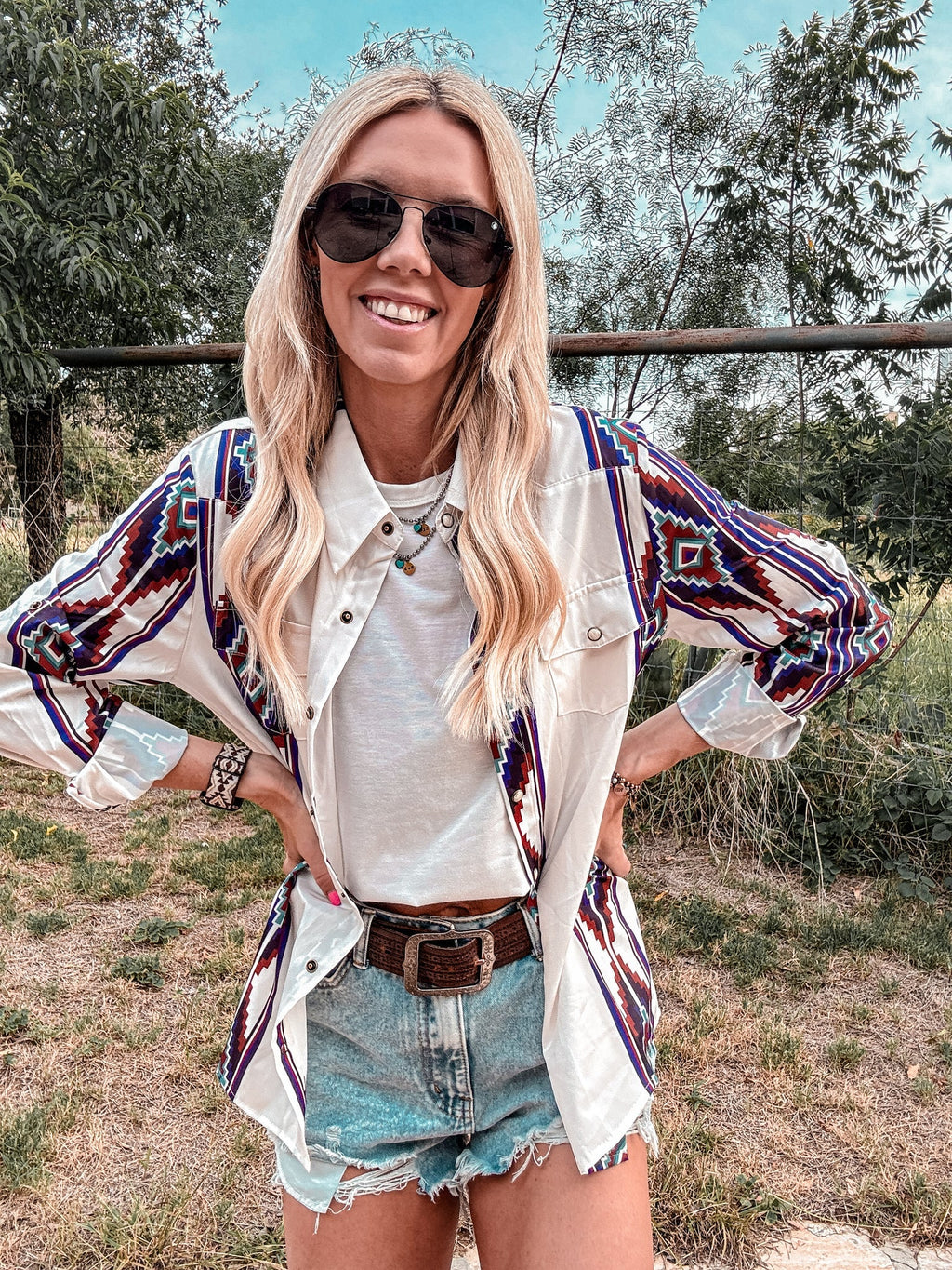 The Panhandle Western Button Down (White Mix)