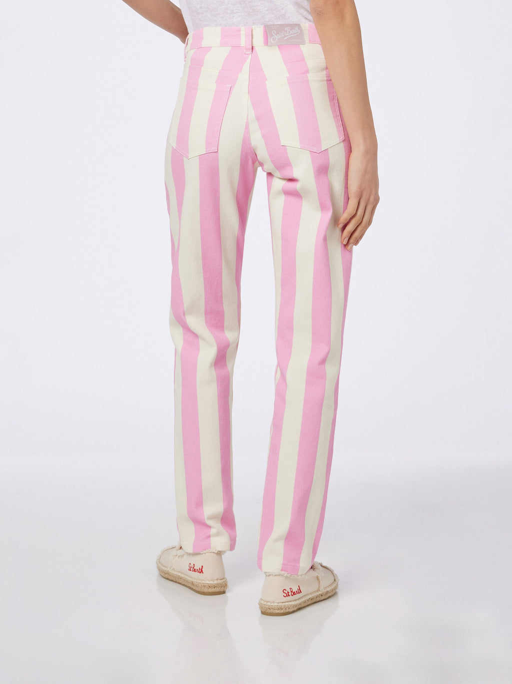 Pink Striped Print Pants