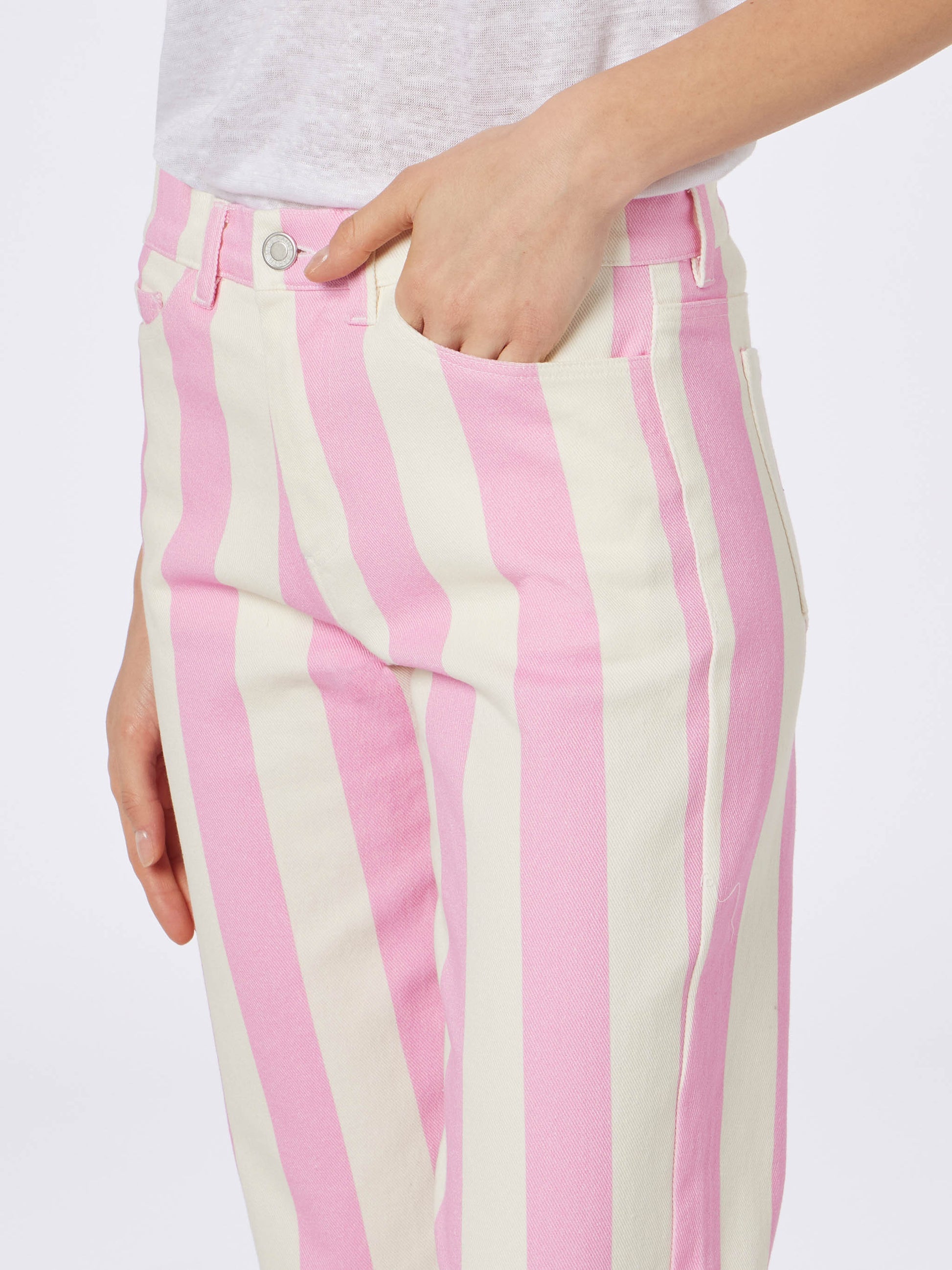 Pink Striped Print Pants