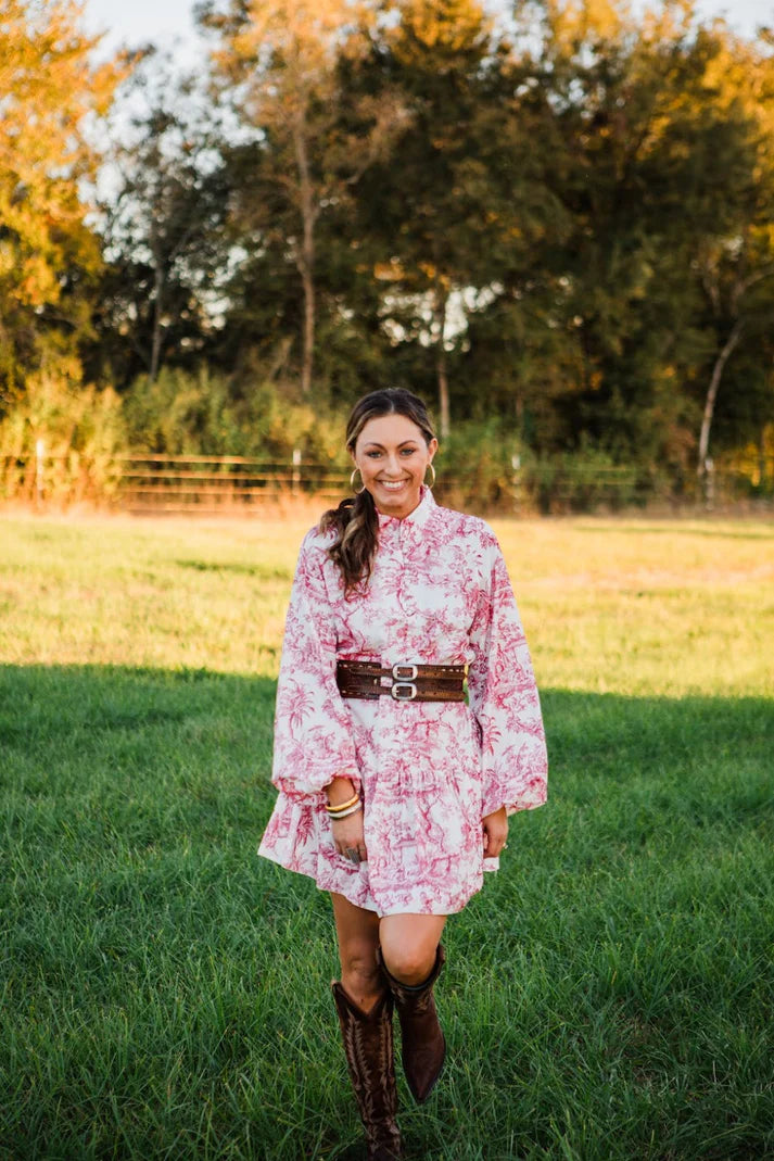 The O'Malley Lace- Up Dress in Red