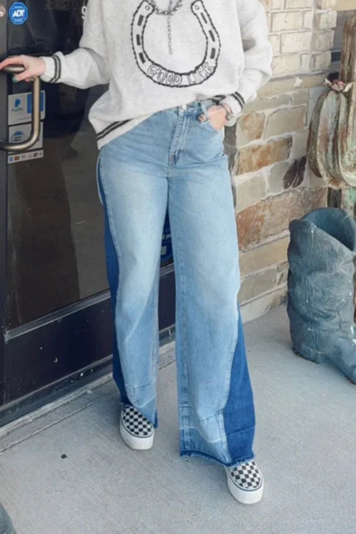 Western Cowboy Contrast Jeans Set