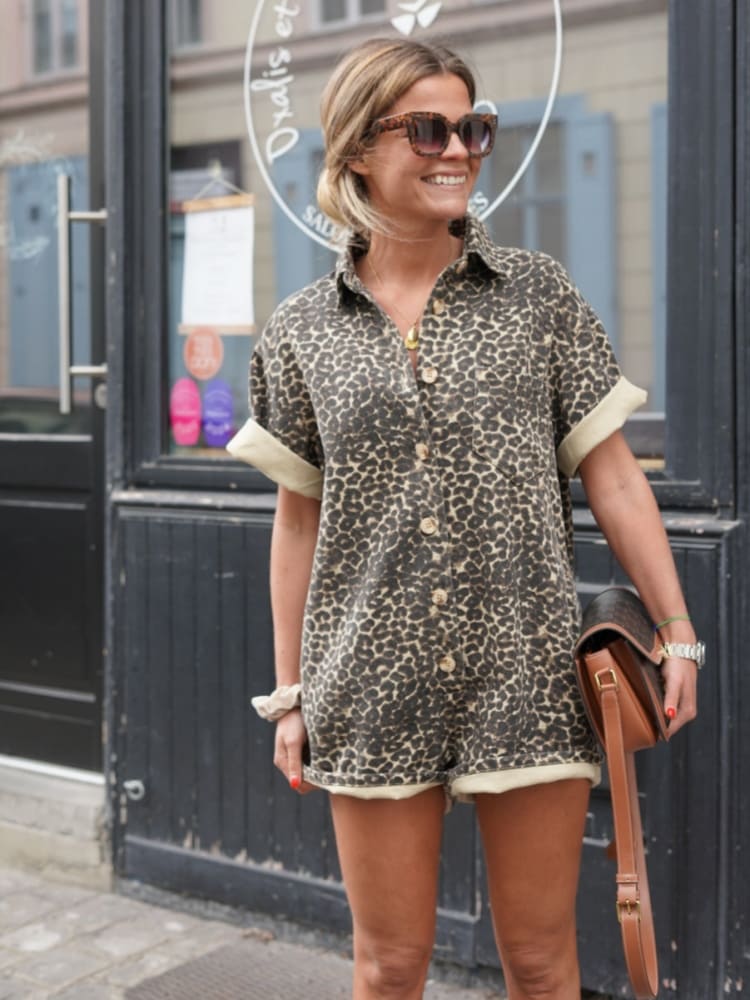 Cheetah Printed Mini Romper