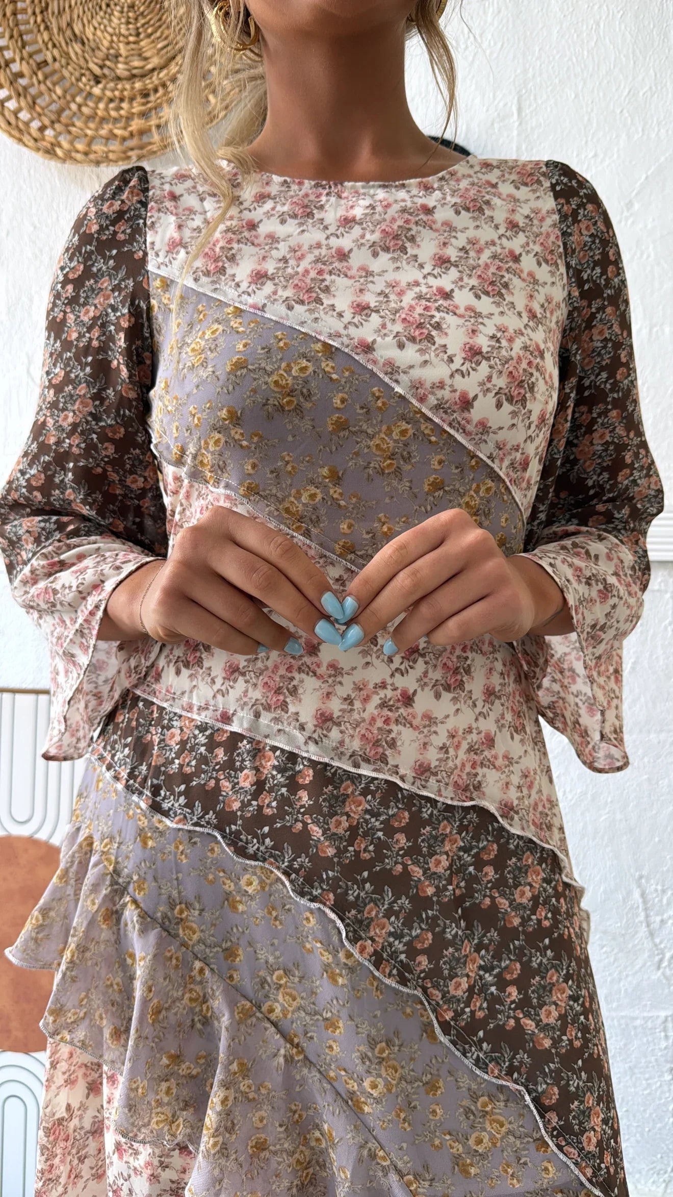 Boho Bloom Floral Print Chiffon Maxi Dress