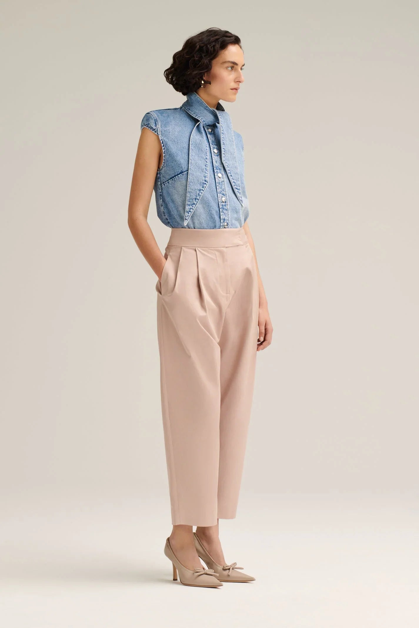 Denim Cravat Neck Shirt