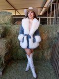 Montana Fur Trim Denim Coat
