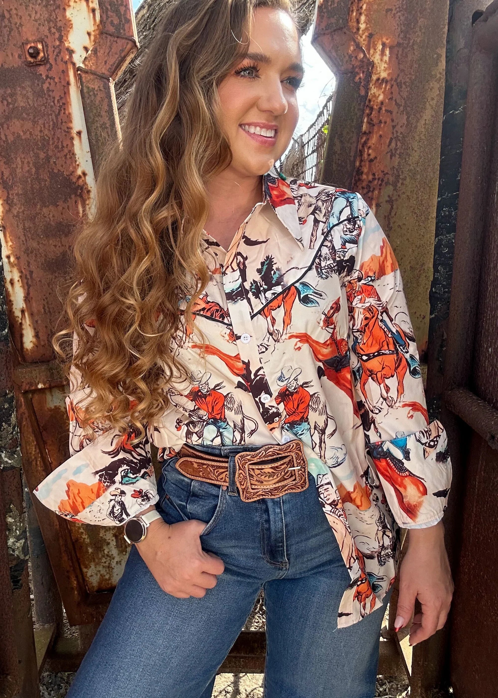 The Rodeo Canvas Button-Up Blouse