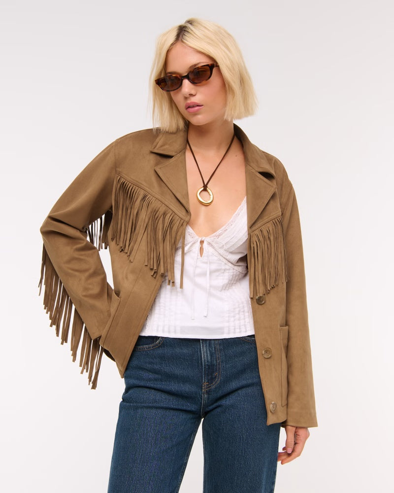 Vegan Suede Fringe Jacket