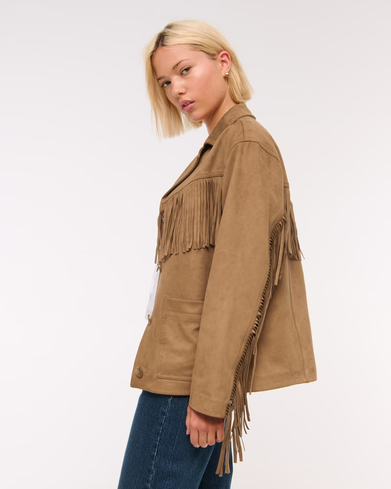 Vegan Suede Fringe Jacket