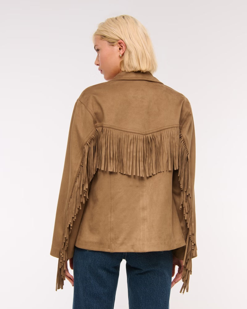 Vegan Suede Fringe Jacket