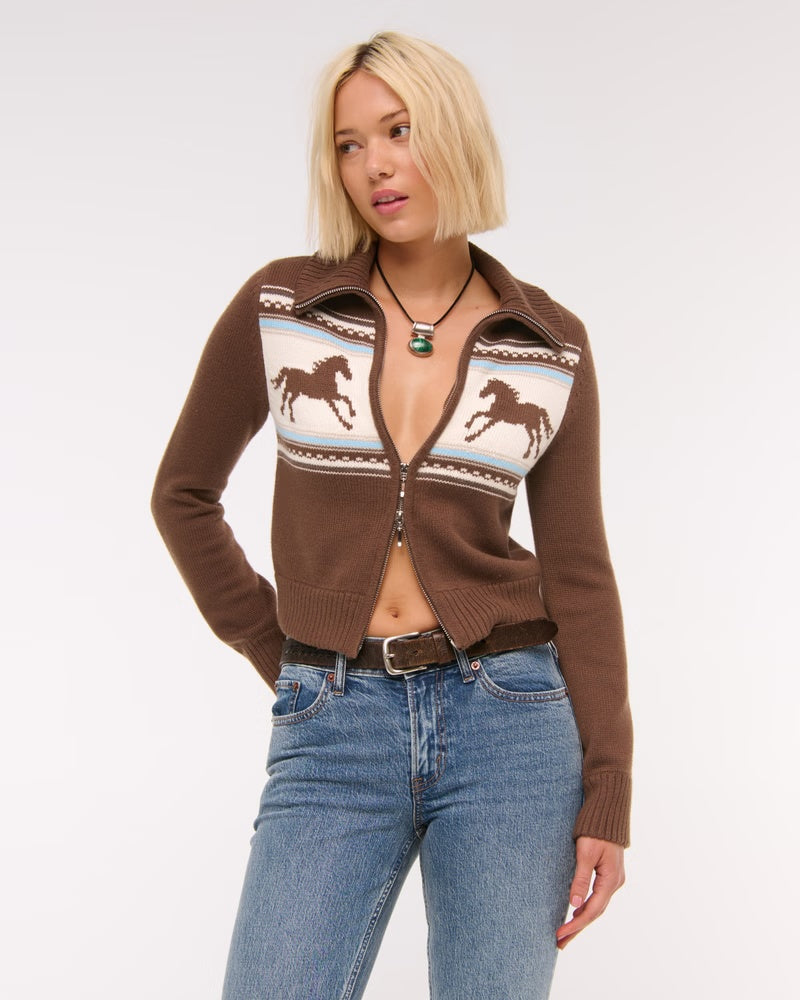 Double Zipper Western Cardigan