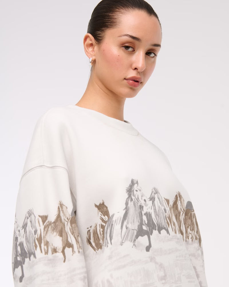 Horses Graphic Oversized Sweatshirt