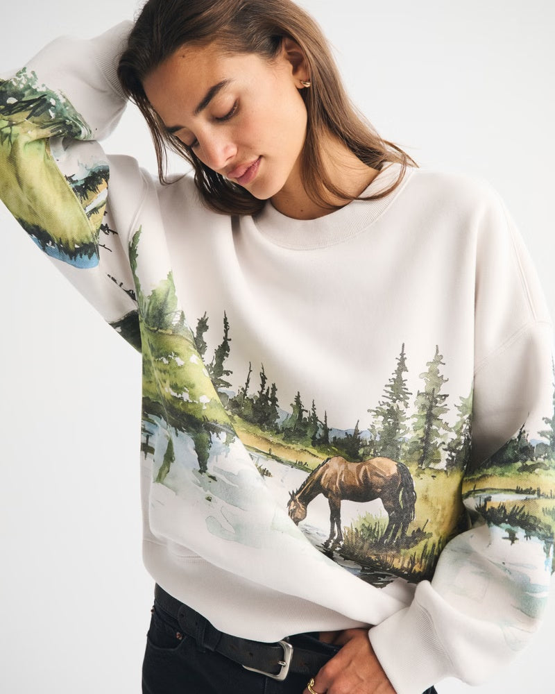 Horses Graphic Oversized Sweatshirt