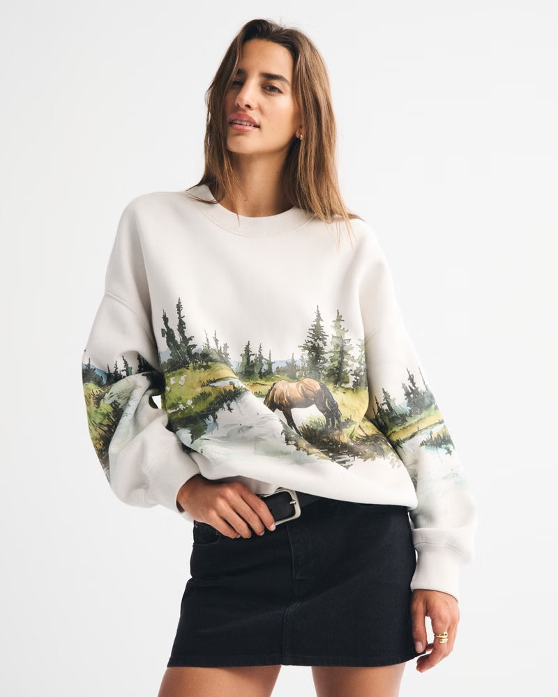 Horses Graphic Oversized Sweatshirt