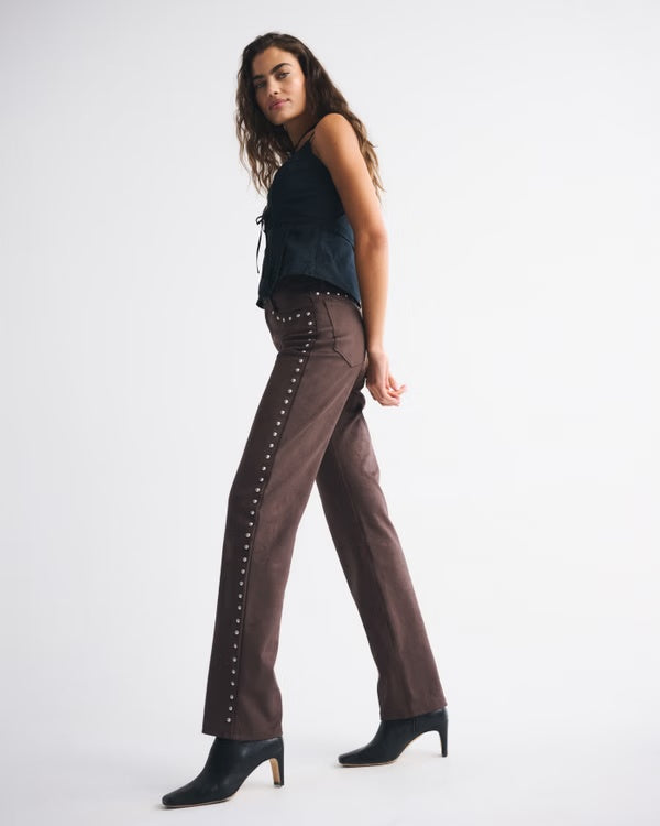 High Rise 90s Relaxed Vegan Suede Pant