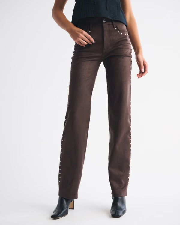 High Rise 90s Relaxed Vegan Suede Pant