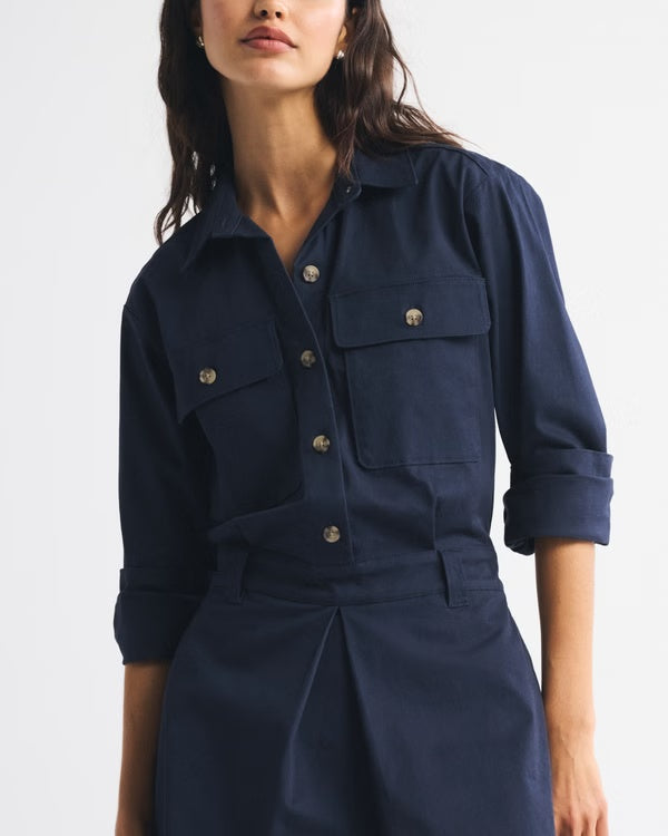 Utility Detail Skort Dress In Navy