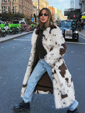Faux Fur Cow Print Coat