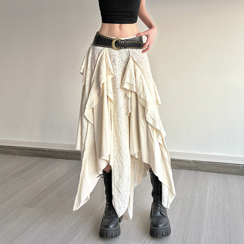 Boho Asymmetric Ruffled Maxi Skirt