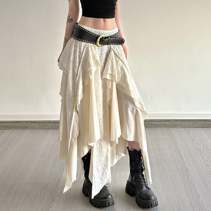 Boho Asymmetric Ruffled Maxi Skirt