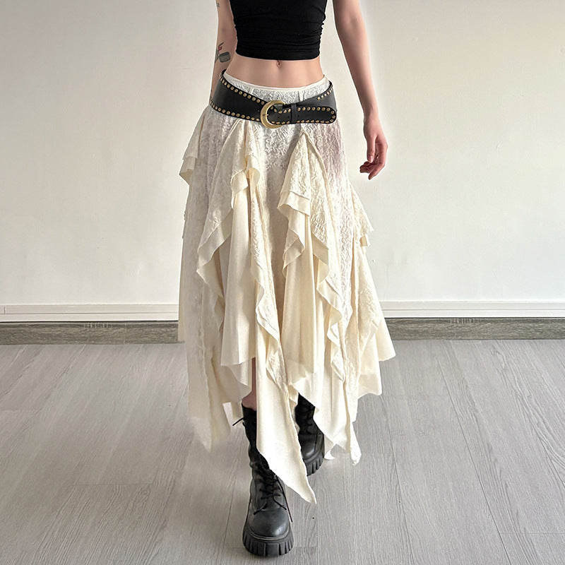 Boho Asymmetric Ruffled Maxi Skirt