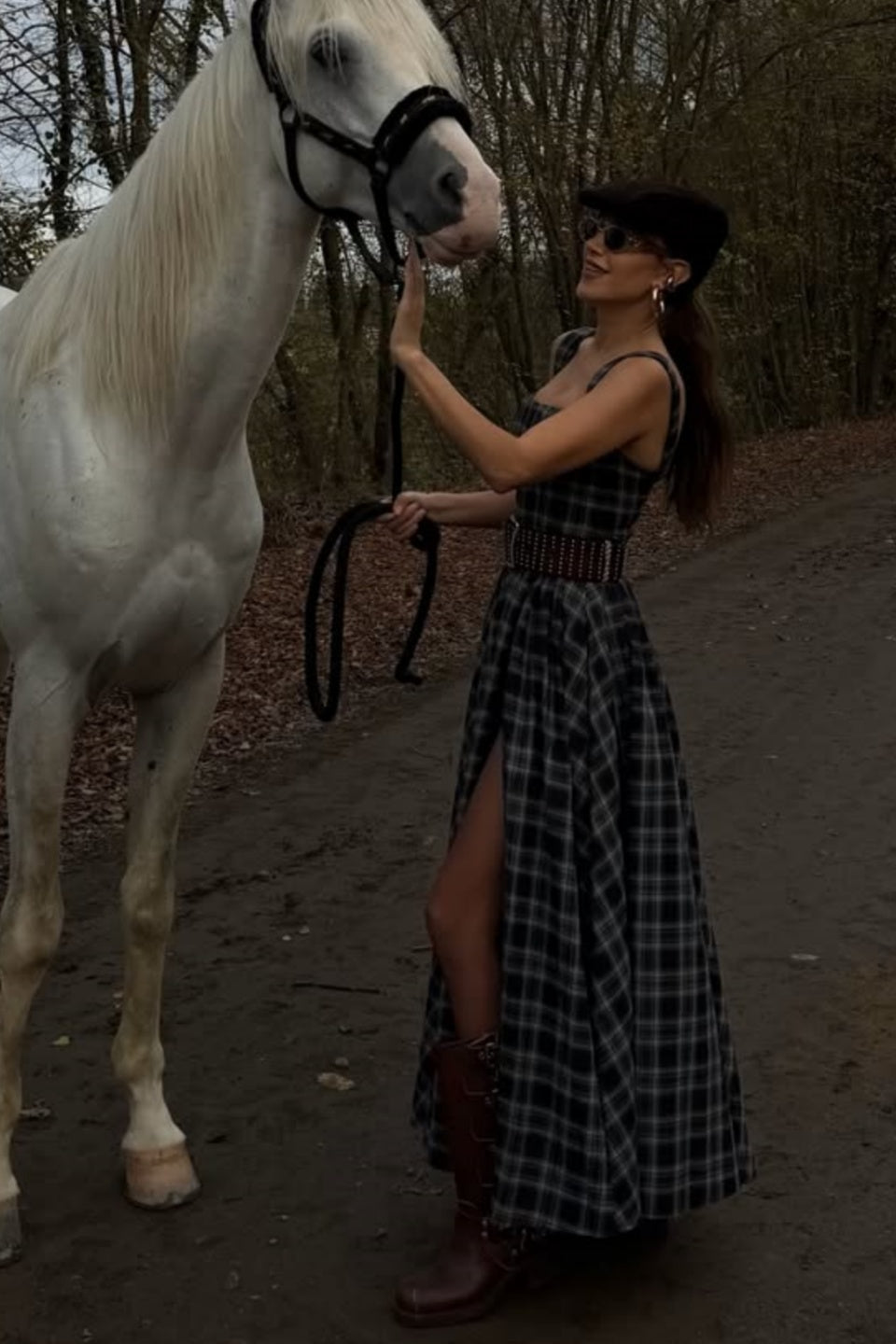 Molae Charcoal Gray Checkered Dress