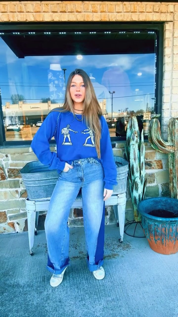 Western Cowboy Contrast Jeans Set