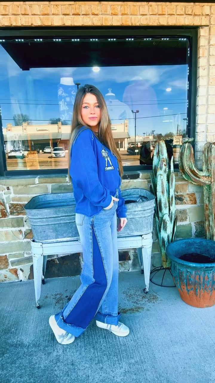 Western Cowboy Contrast Jeans Set