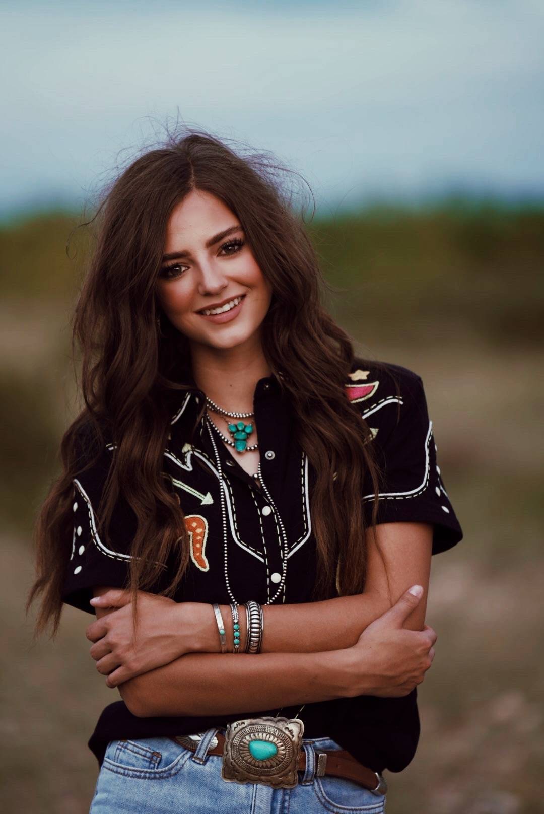 Vintage Western Cactus Printed Blouse