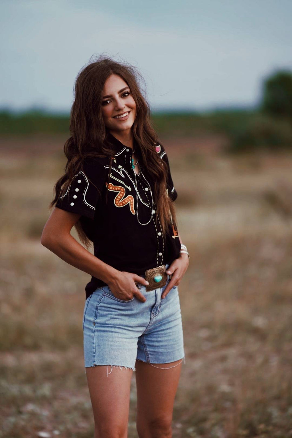 Vintage Western Cactus Printed Blouse
