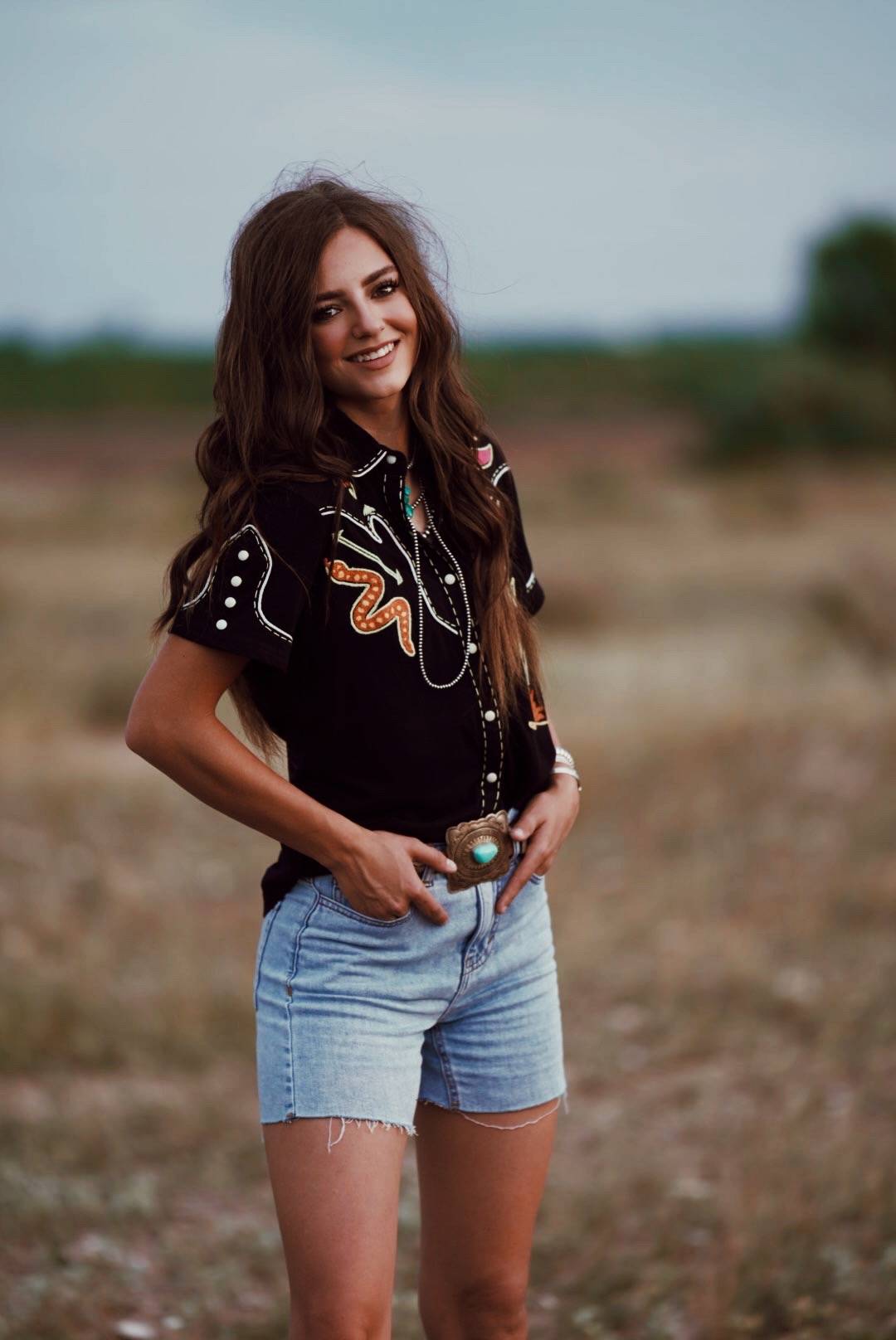Vintage Western Cactus Printed Blouse