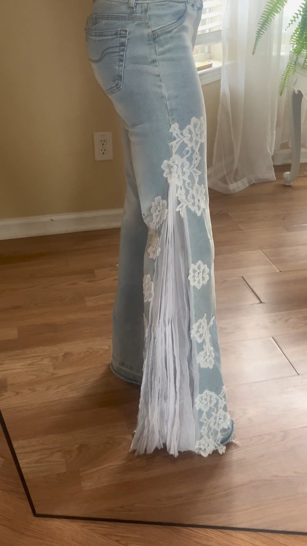 Chiffon Flared Jeans