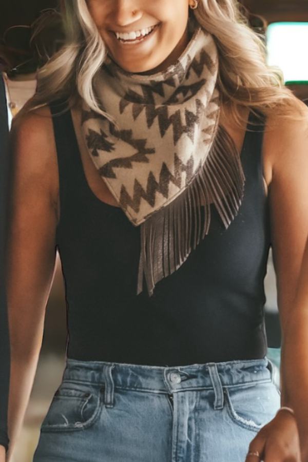 Fringe Bandana - Tan Thunderbird