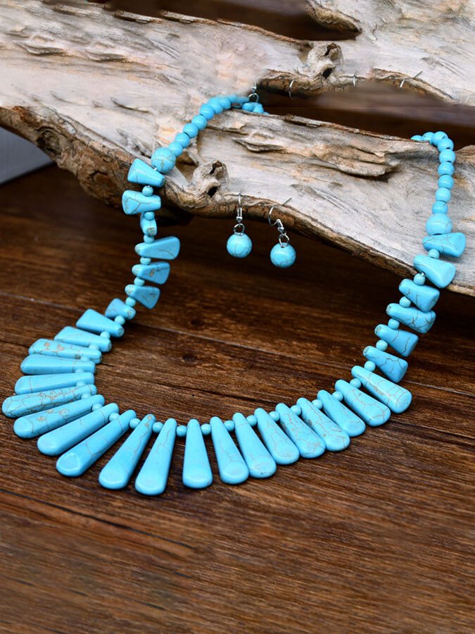 Vintage Turquoise Necklace + Earrings