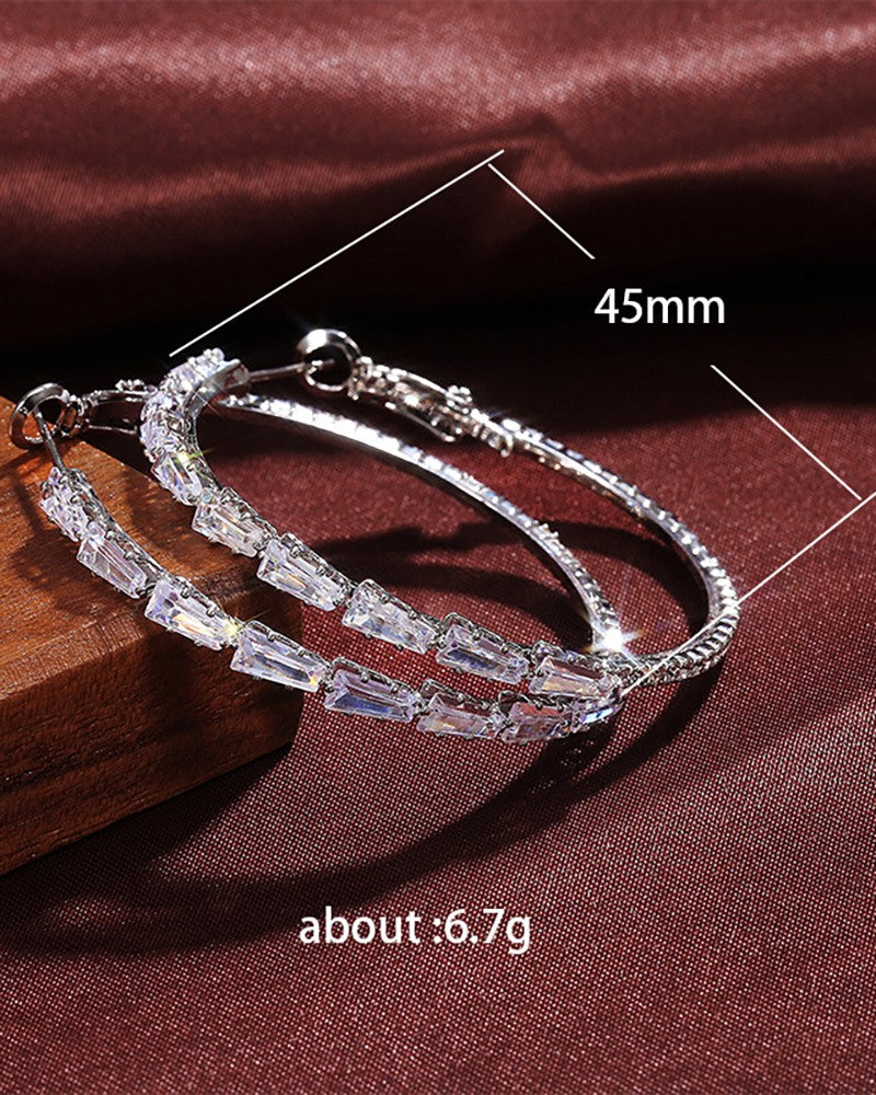 1pair Rhinestone Decor Hoop Earrings