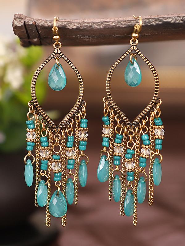 Vintage water drop bohemian chain earrings