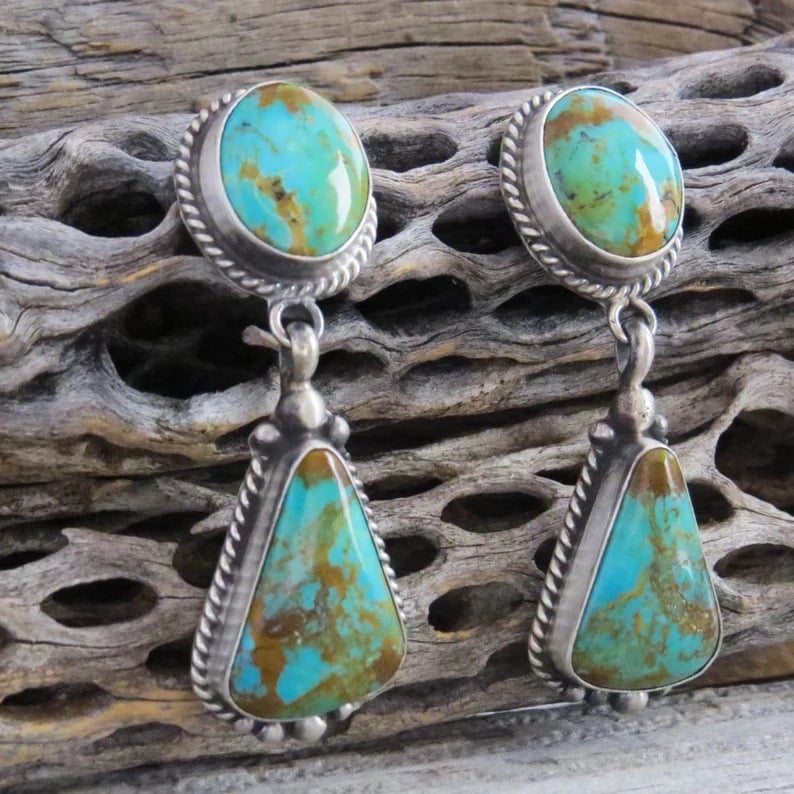 Vintage Geometric Turquoise Earrings