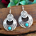 Turquoise Boho Floral Cutout Geometric Leaf Earrings