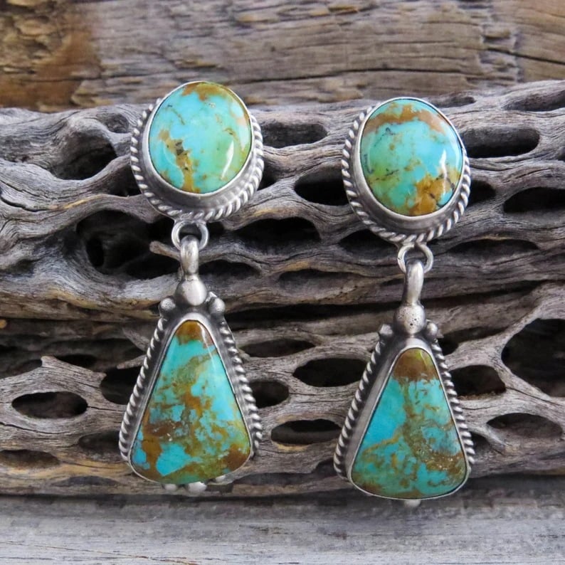Vintage Geometric Turquoise Earrings