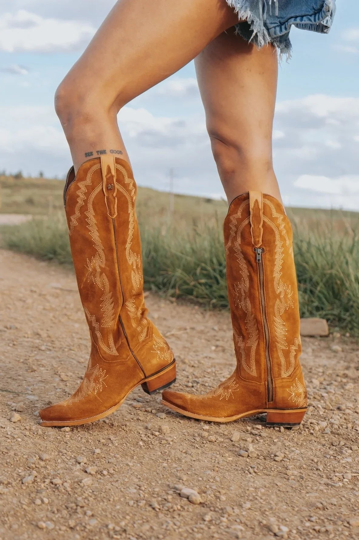 Womens Marlowe Suede Tall Snip Toe Western Boots