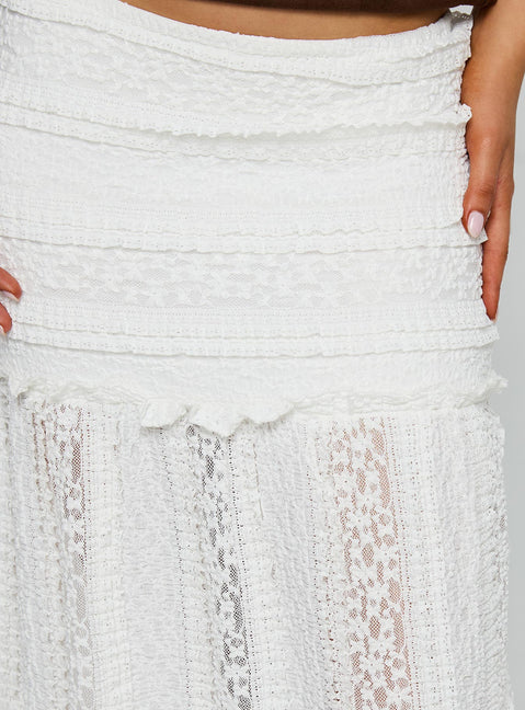 Paneled Lace Midi Skirt