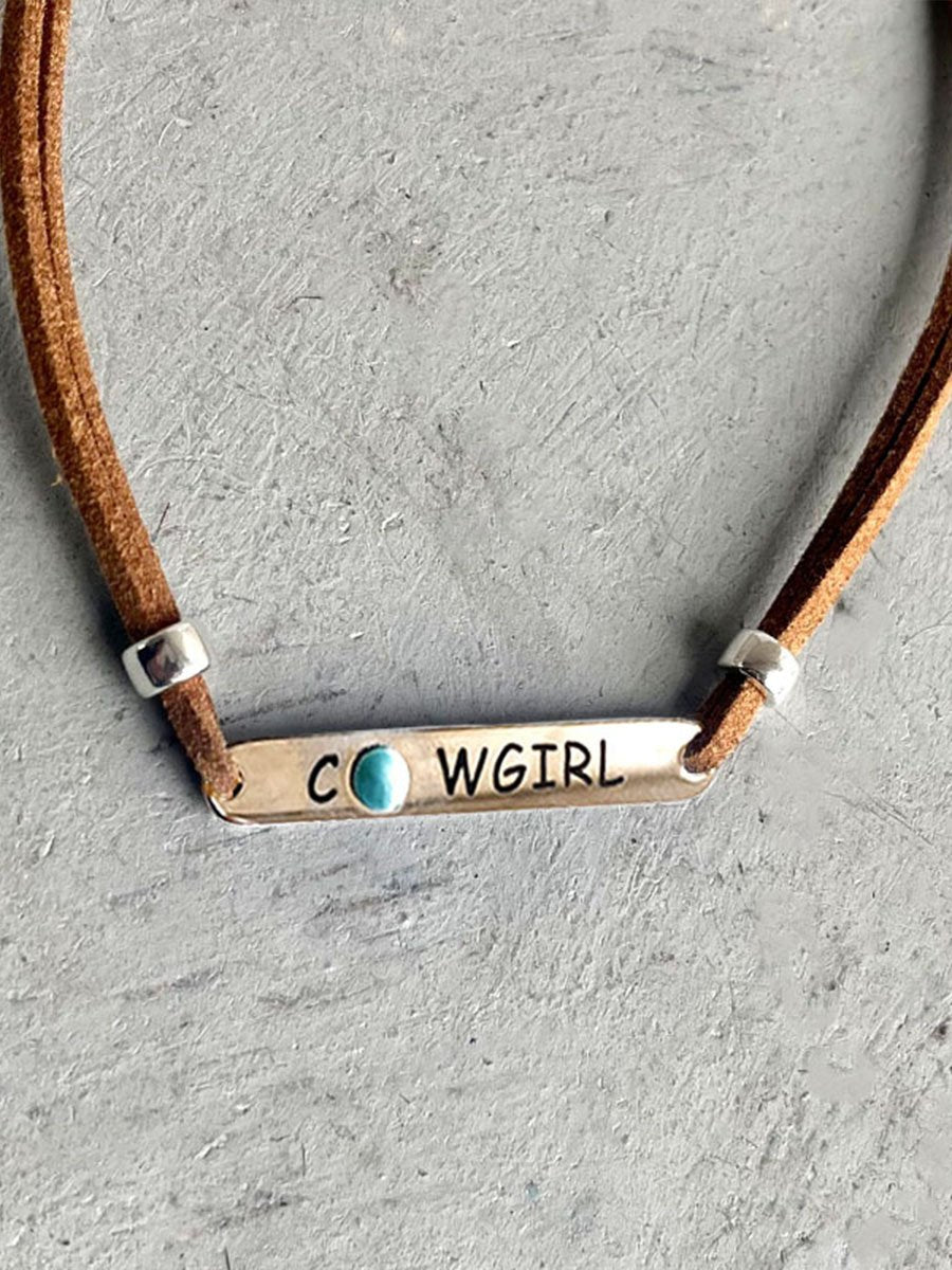 Western Cowboy Vintage Geometric Turquoise Pendant Necklace
