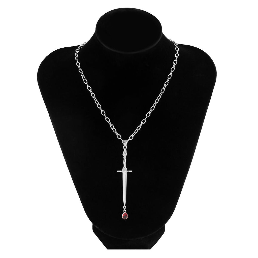 Red Water Drop Cross Necklace