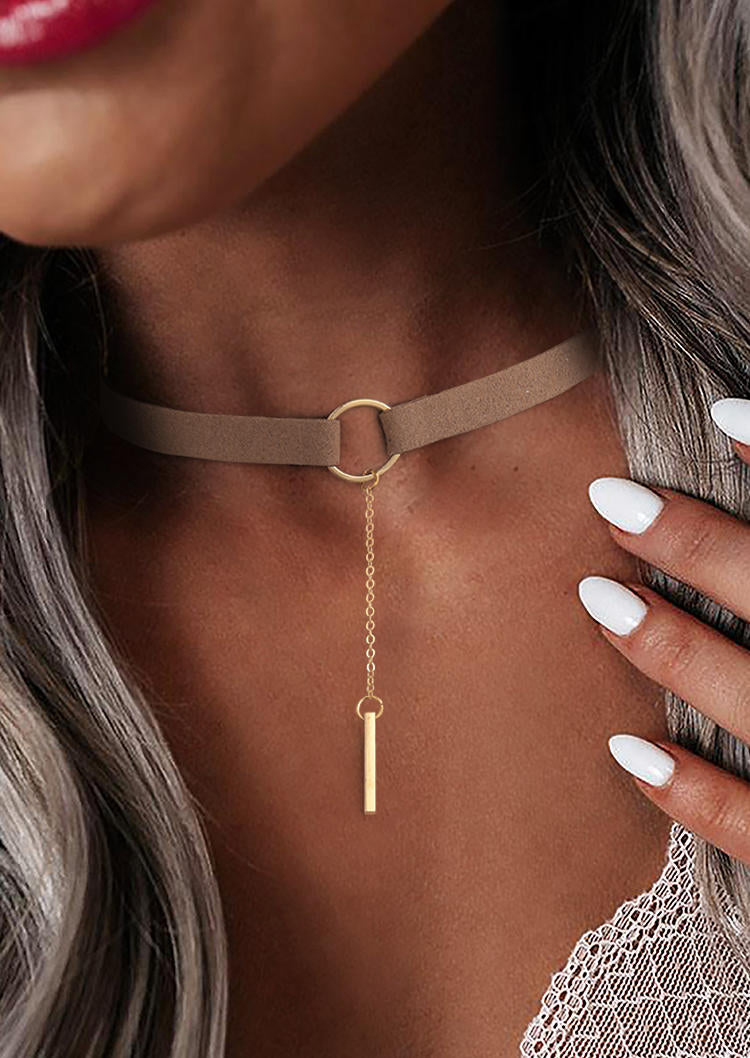 Retro Rectangle Pendant Choker Necklace