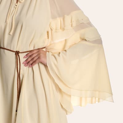 Cream Ruffle Bell Sleeve Mini Dress