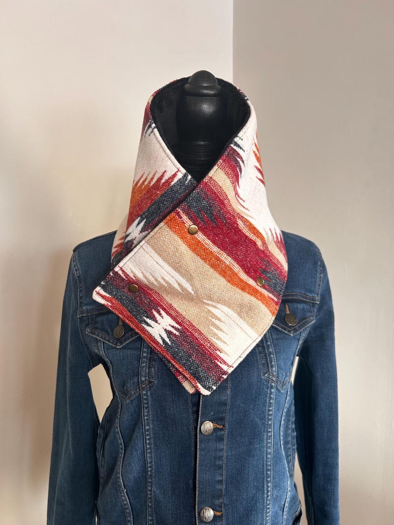 Western Red Aztec Warm Neck Hood