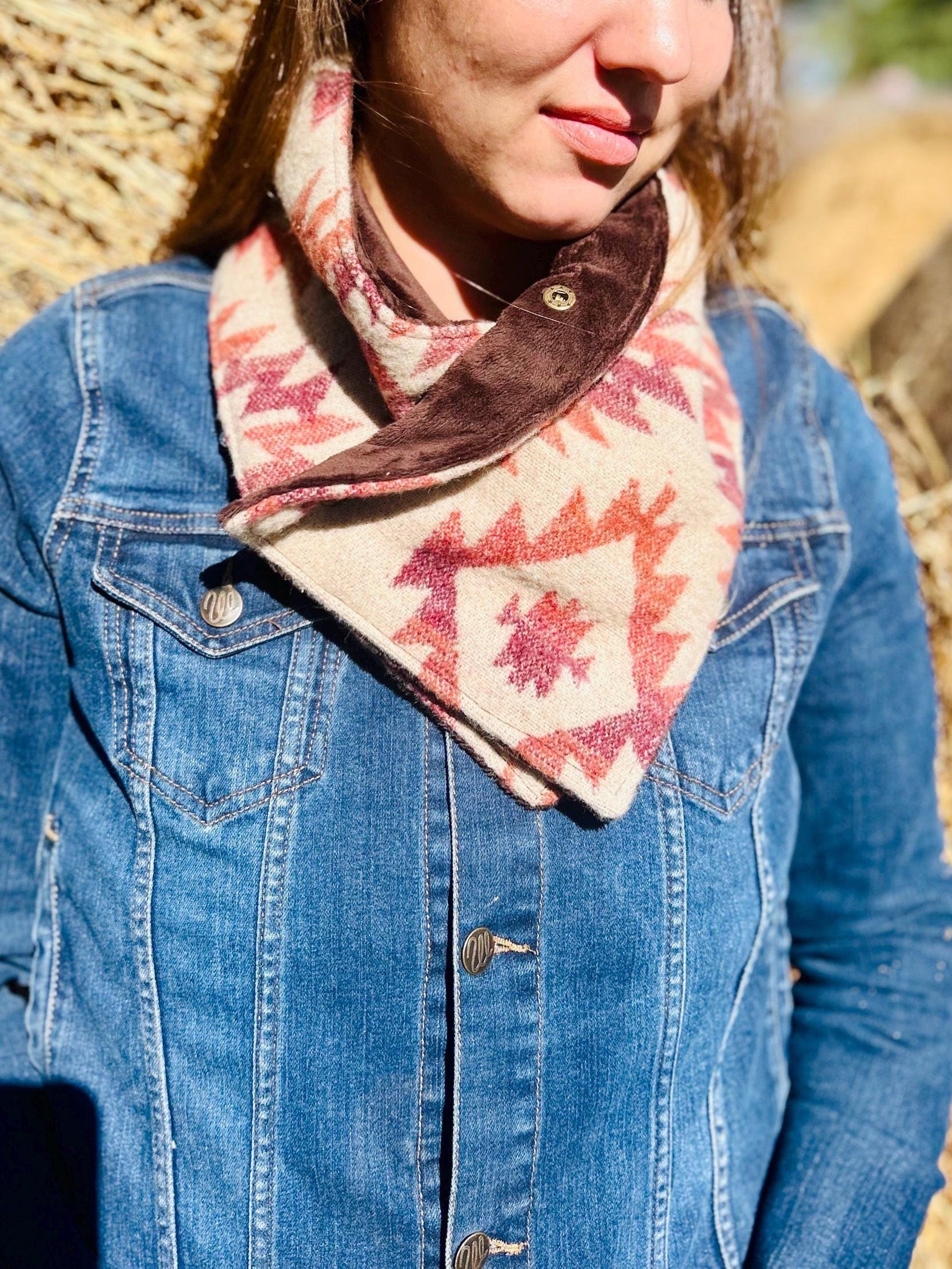 Orange Western Aztec Warm Neck Hood